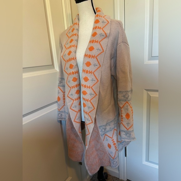 Shein blush, pink and orange Aztec fold over cardigan long sleeve - Picture 1 of 4